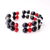 FBT - Black Onxy/ Red and Double Strands Bracelets - FashionByTeresa